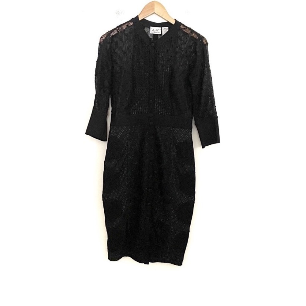 Anthropologie Byron Lars Beguile Mona Black Lace Button Front‎ Dress Lace Size 2 - Picture 14 of 14